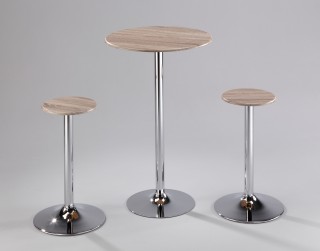 3 Piece Round Oak Embossment Bar Table Set - STH061M & SCH044 | 